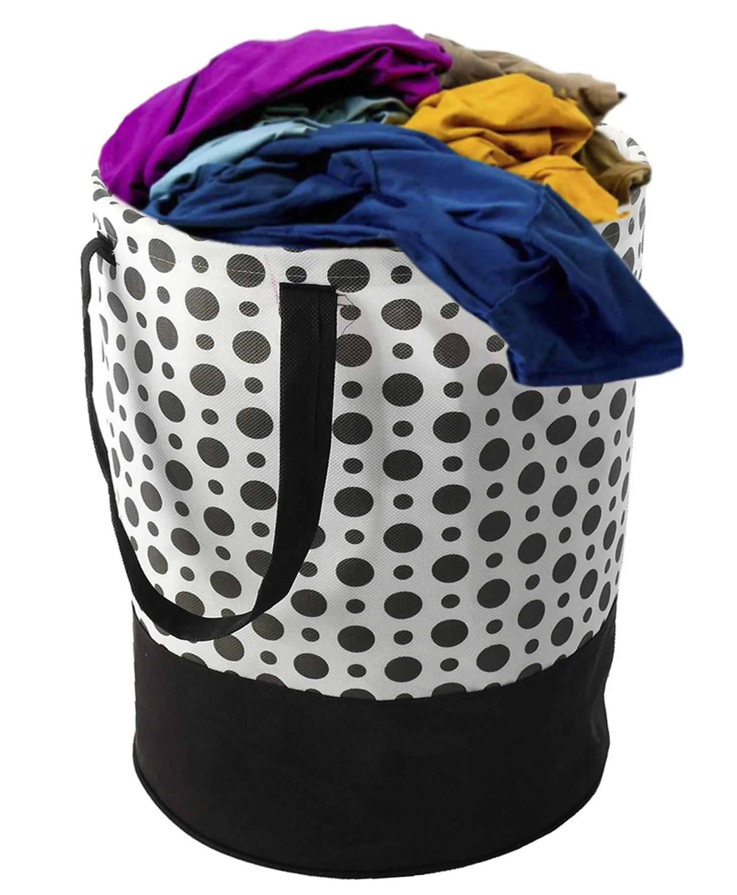 Kuber Industries Polka Dots Printed 2 Pieces Waterproof Canvas Laundry Bag, Toy Storage, Laundry Basket Organizer 45 L (Black & White)| Stylish and Functional Laundry Storage Solution