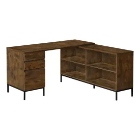 L-Shaped 60" Brown Contemporary Office Desk