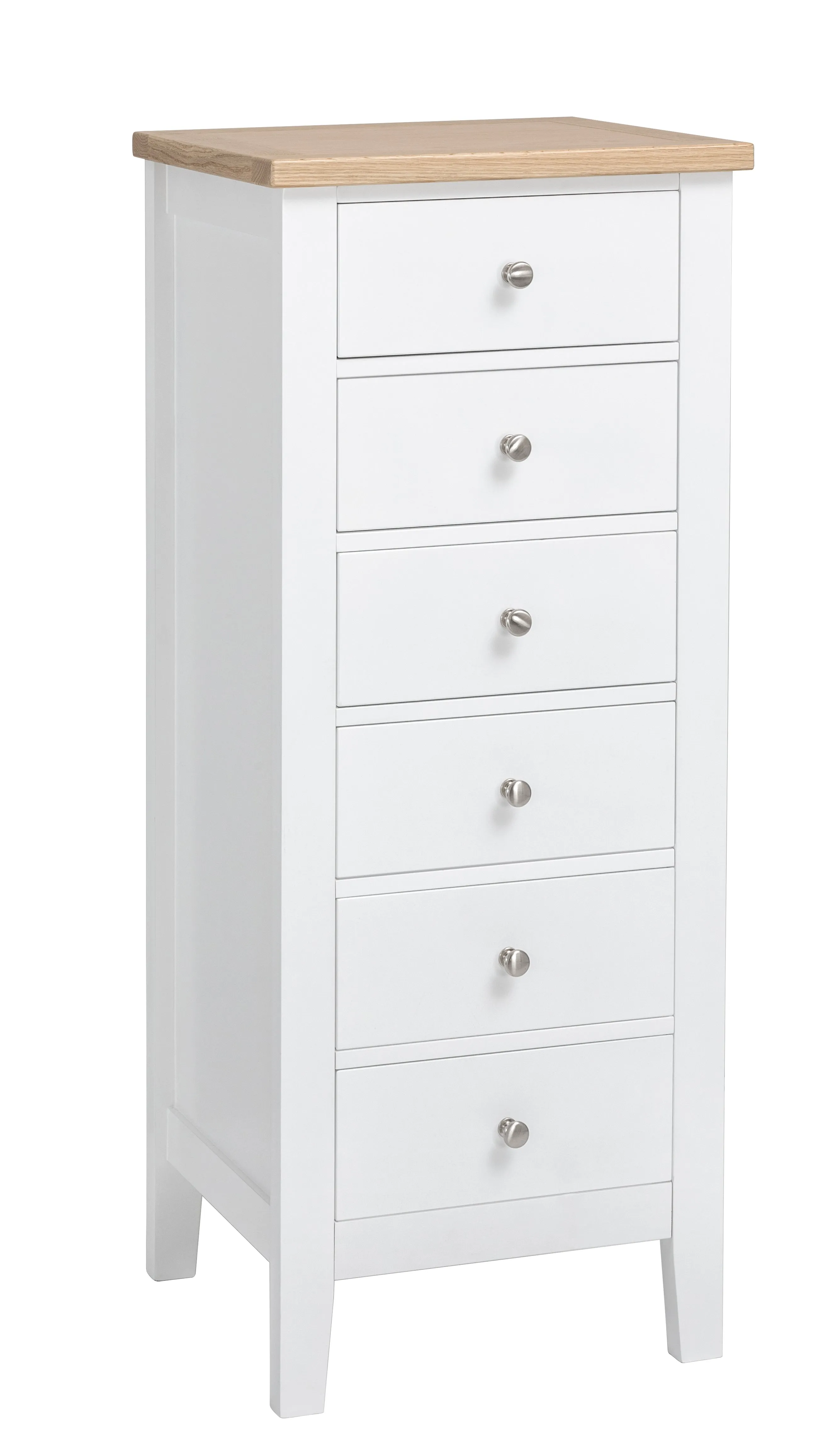 Leines 6 Drawer Tall Chest of Drawers in White & Oak