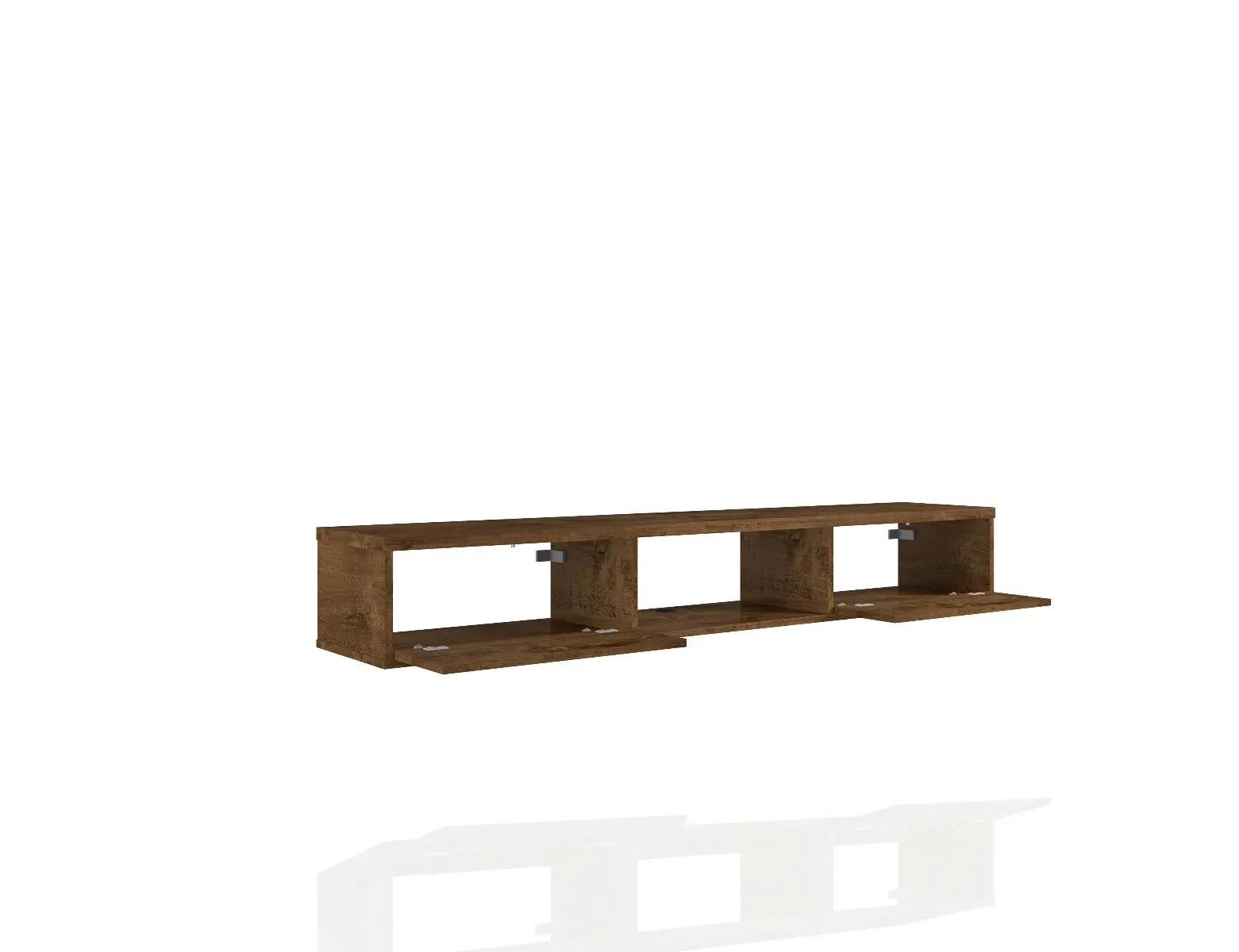 Liberty 62.99 Mid-Century Modern Floating Entertainment Center with 3 Shelves in Rustic Brown