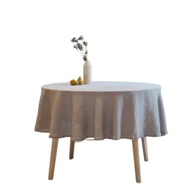 Light Grey Lightweight Linen Round Tablecloth