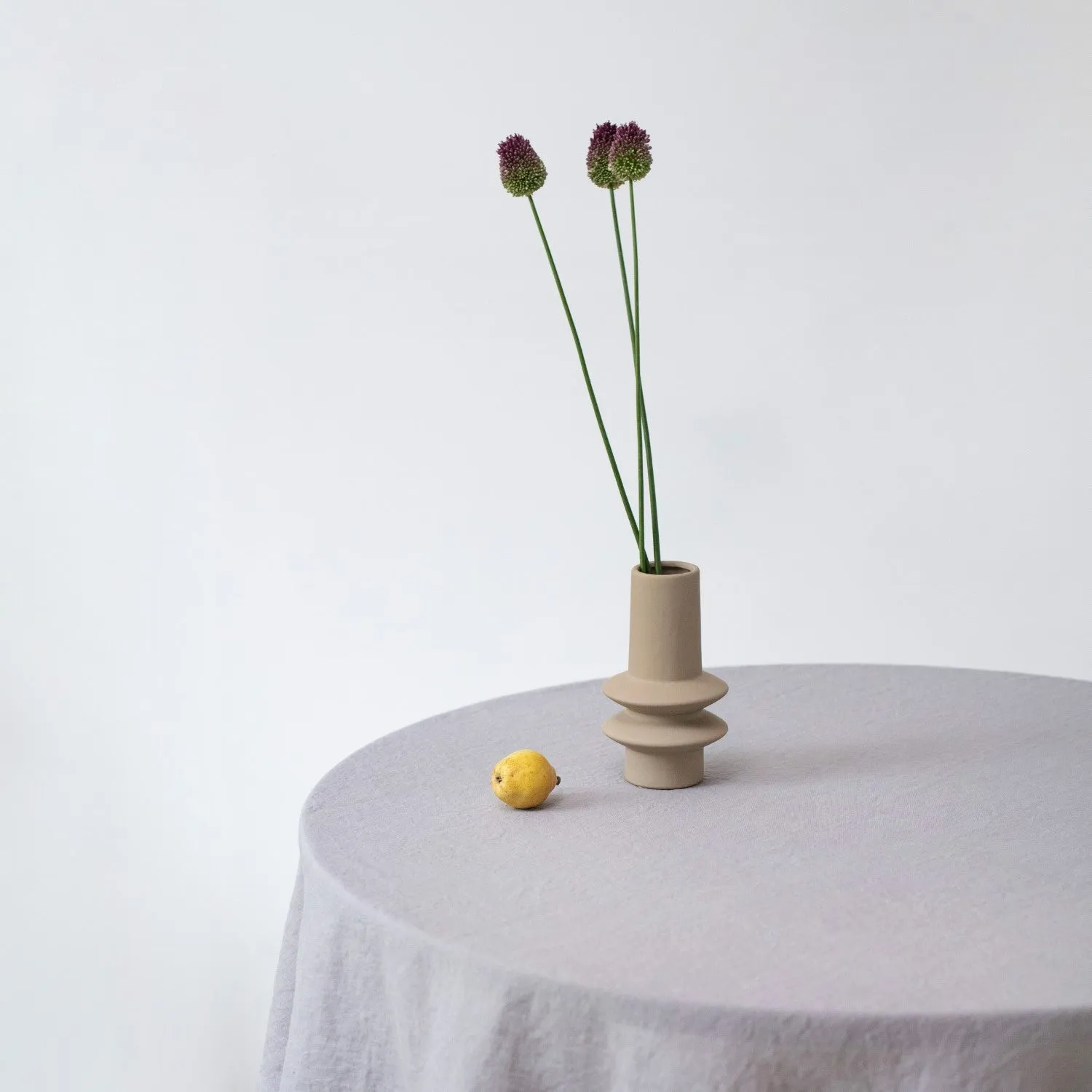 Light Grey Lightweight Linen Round Tablecloth