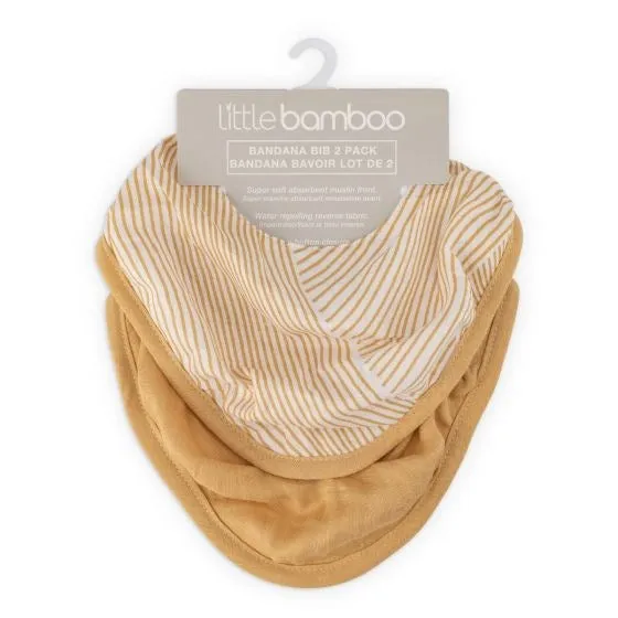 Little Linen Lt Bamboo Muslin Bibs 2Pk - Marigold