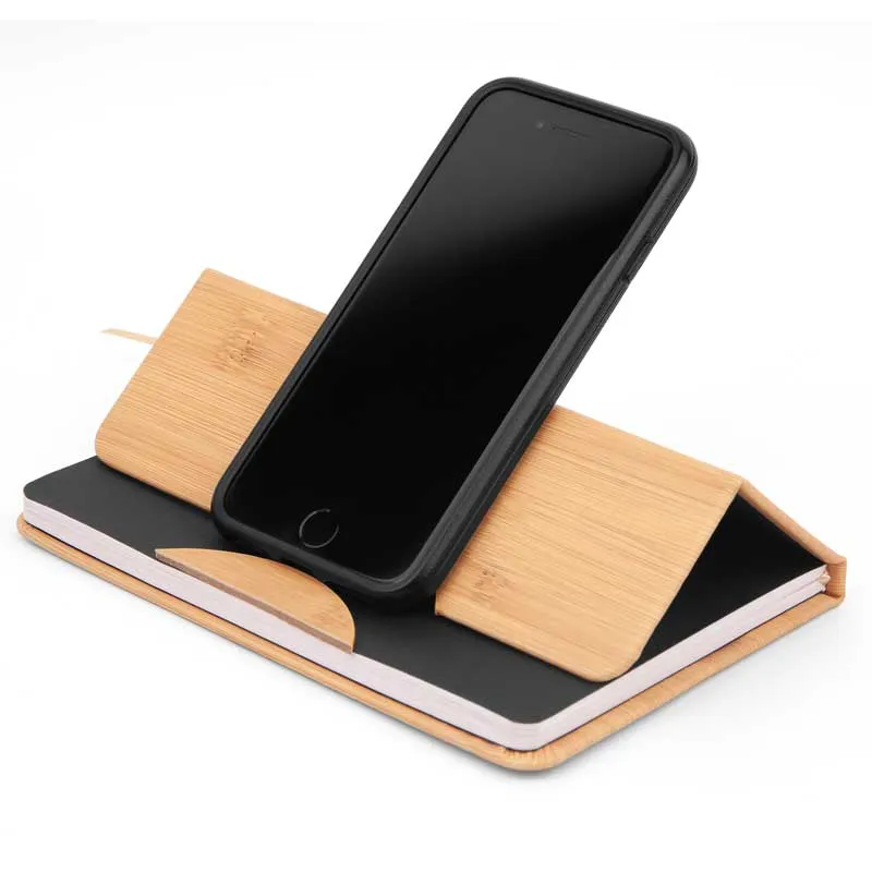 Maui Faux Bamboo Notebook with Phone Holder - 5x7 - Bamboo