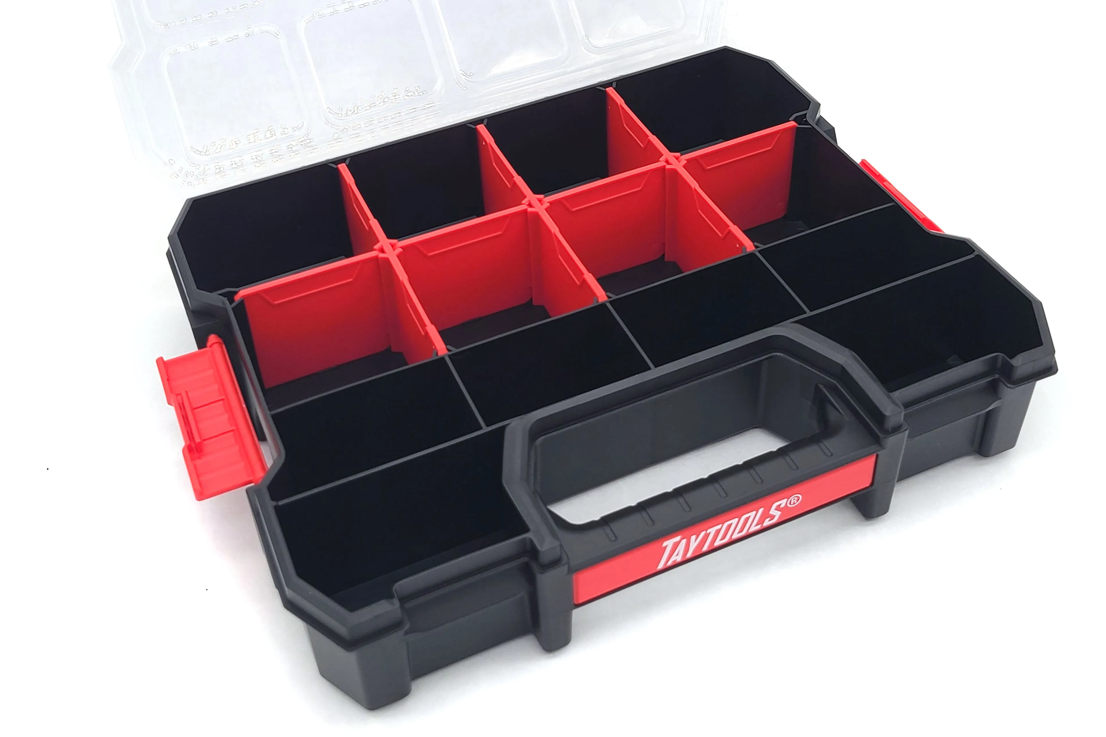 Medium 14 Compartment Portable Small Parts Organizer 12-5/8" x 10-3/8" x 2-1/2" Four Latches with Removable Dividers