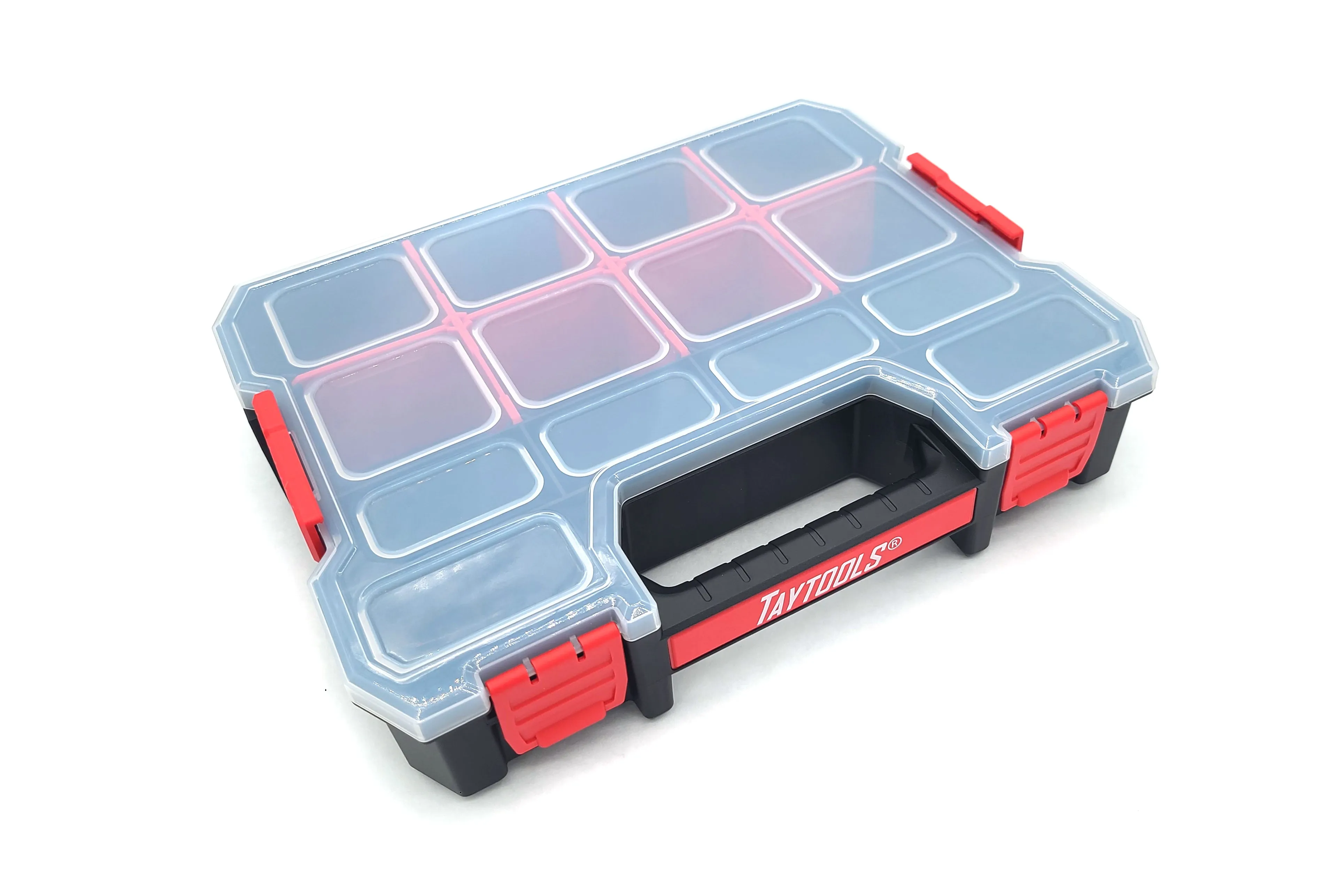 Medium 14 Compartment Portable Small Parts Organizer 12-5/8" x 10-3/8" x 2-1/2" Four Latches with Removable Dividers