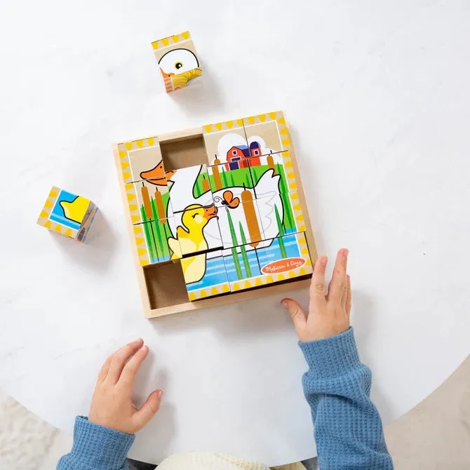 Melissa & Doug Wooden Farm Cube 6-Scene Puzzle