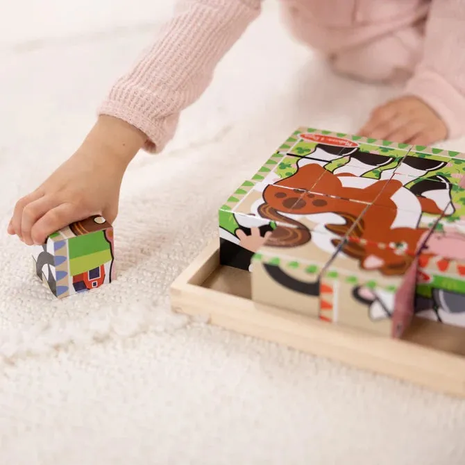 Melissa & Doug Wooden Farm Cube 6-Scene Puzzle