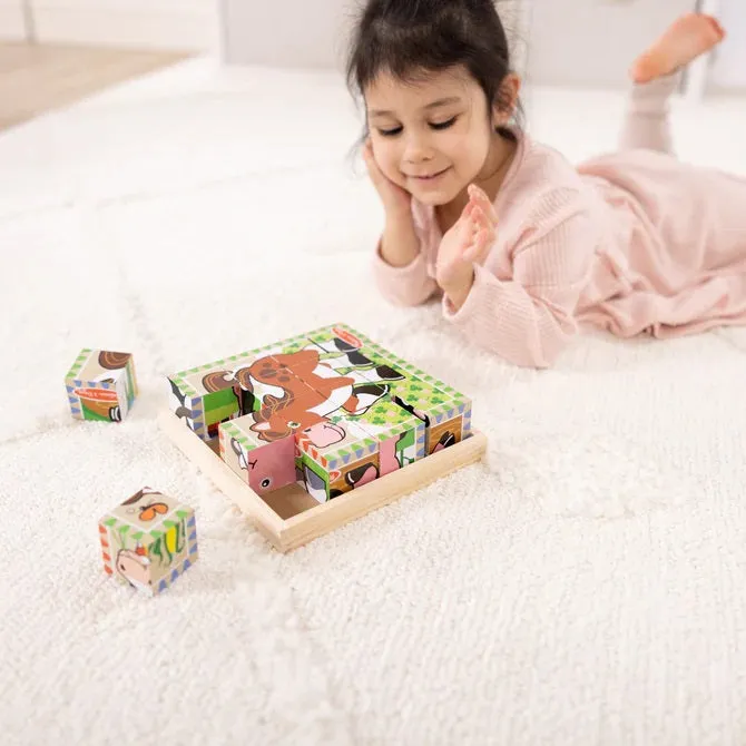 Melissa & Doug Wooden Farm Cube 6-Scene Puzzle