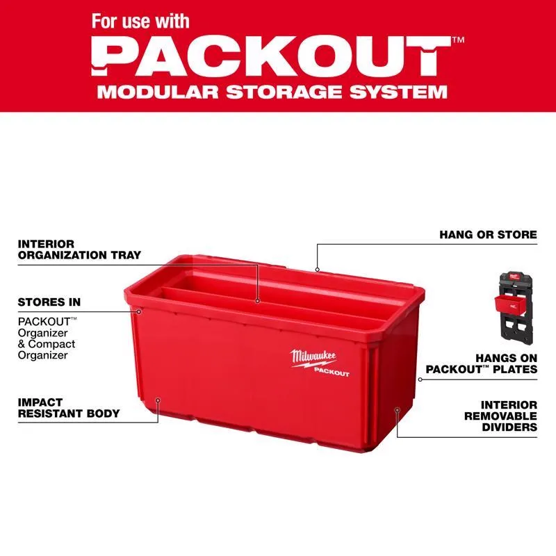 Milwaukee PACKOUT SHOP STORAGE Garage Organizer Large Parts Bin Set Red