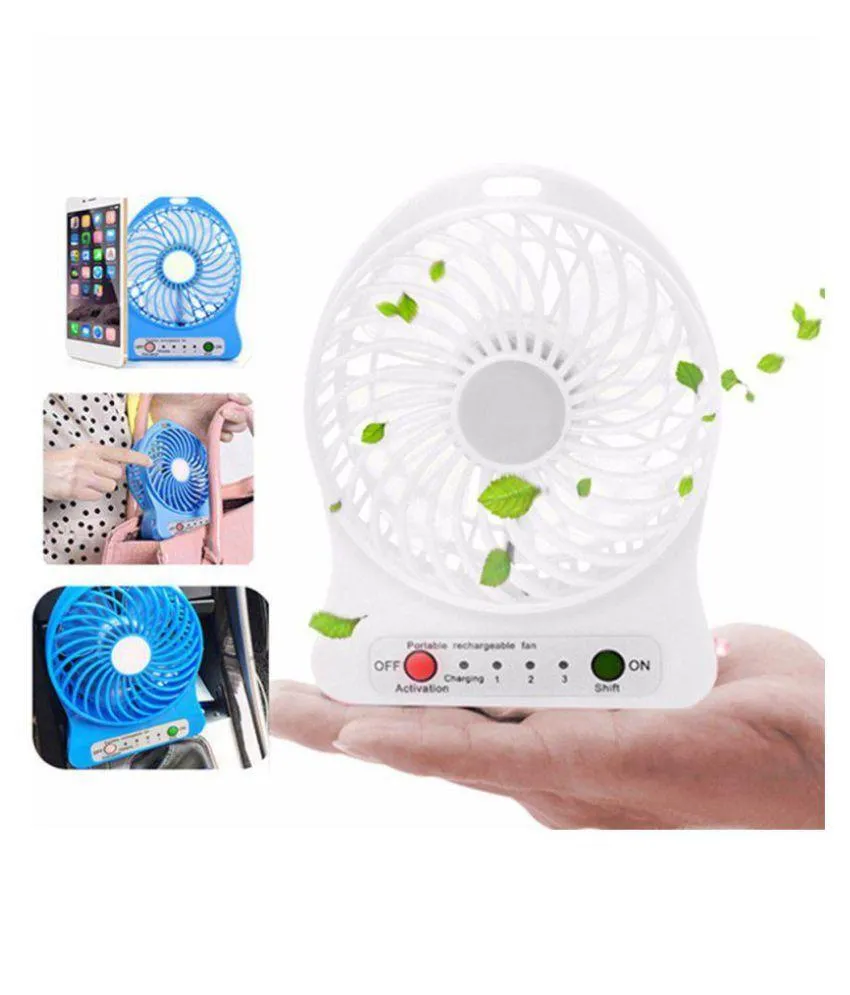 Mini Fan Portable 3 Gear Speed Cooling Fan Mini USB LED Fan Li-ion Rechargeable Multi functional Fan