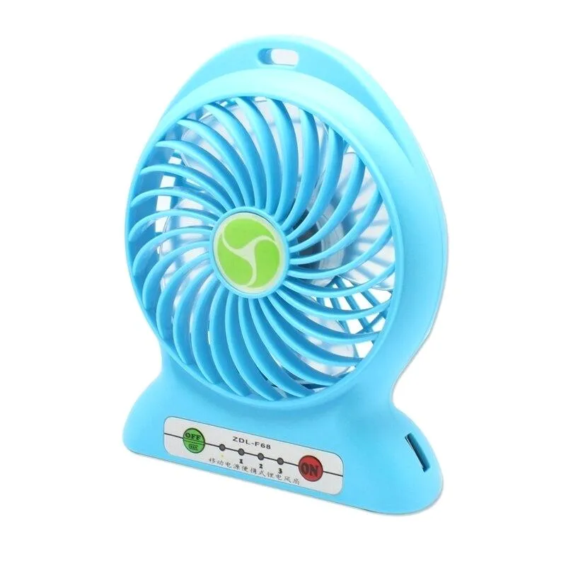 Mini Fan Portable 3 Gear Speed Cooling Fan Mini USB LED Fan Li-ion Rechargeable Multi functional Fan