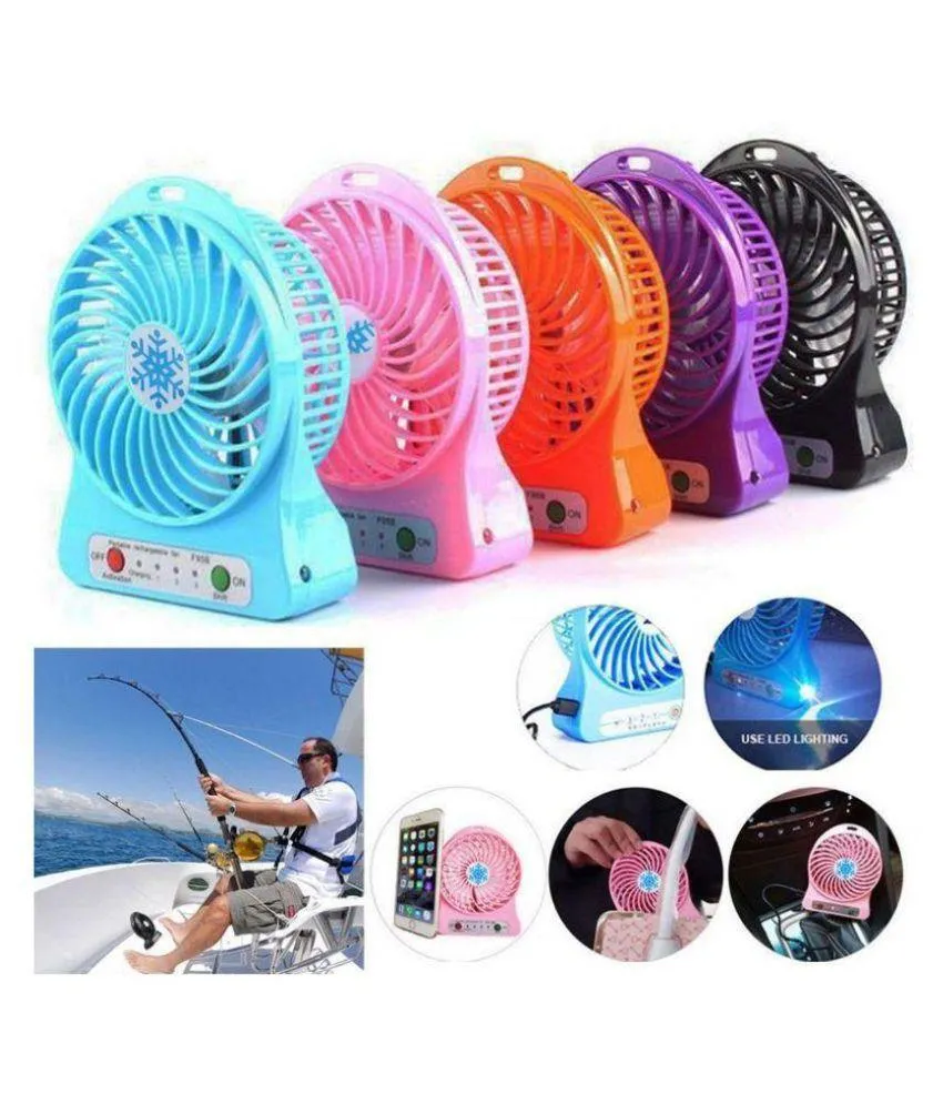 Mini Fan Portable 3 Gear Speed Cooling Fan Mini USB LED Fan Li-ion Rechargeable Multi functional Fan