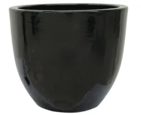 Modern Black Ceramic Planter - High-Gloss Finish Round Pot for Home & Garde(set of 4)