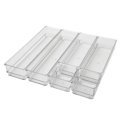 Open Box - Martha Stewart 6pc Plastic Stackable Office Desk Drawer Organizers Clear