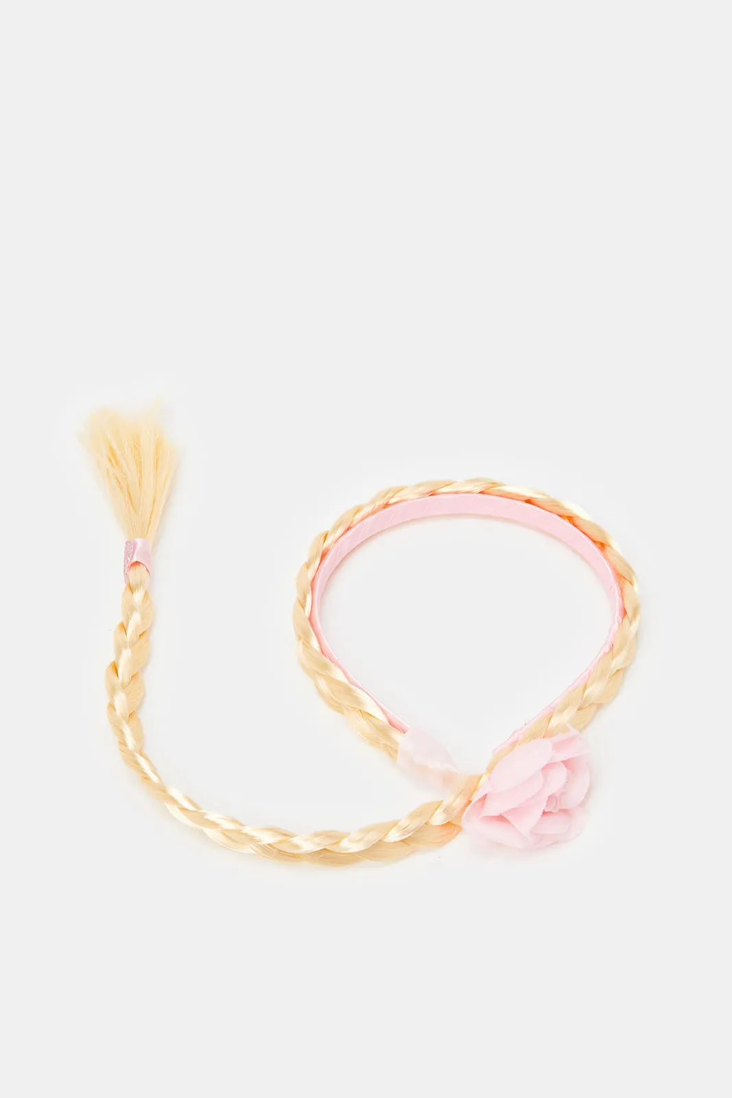 Pink Girls Headband With Artificial Hair