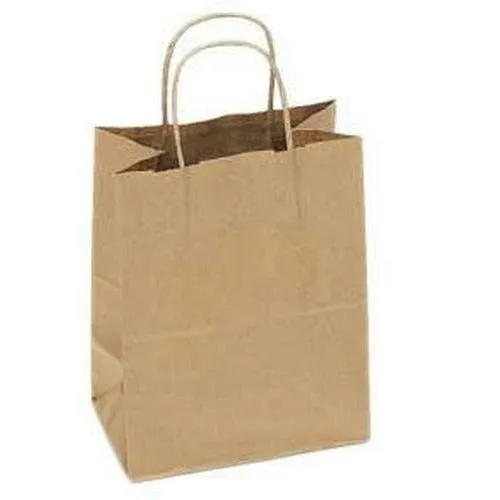 Recycled Natural Kraft Shopping Bags - 8.00" x 4.75" x 10.50"