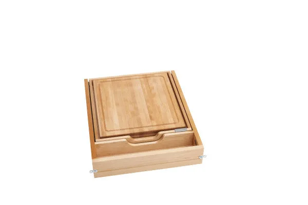 Rev-A-Shelf Wood Knife Org And Cutting Board W,SC 18" FL - HSLIDE 4KCB-419HFLSC-1