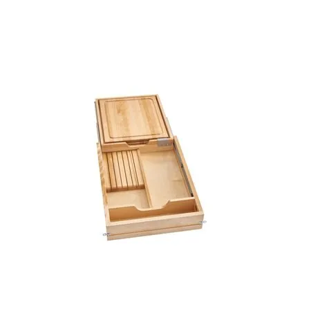 Rev-A-Shelf Wood Knife Org And Cutting Board W,SC 18" FL - HSLIDE 4KCB-419HFLSC-1