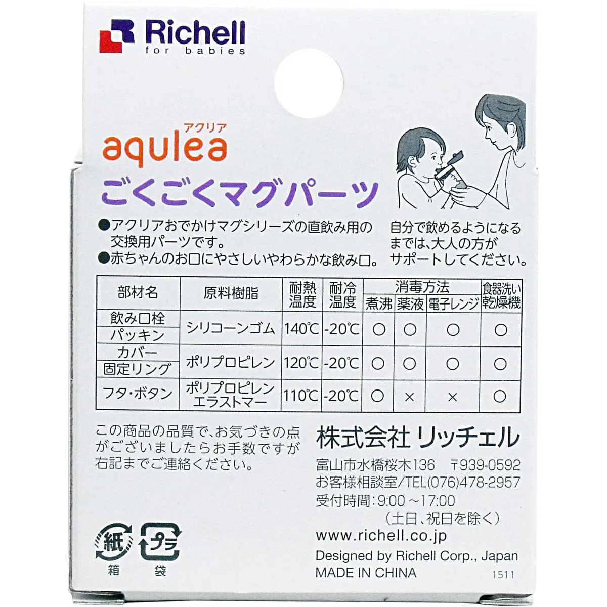 Richell - Aqulea Drinking Bottle Mug Replacement Spare Parts