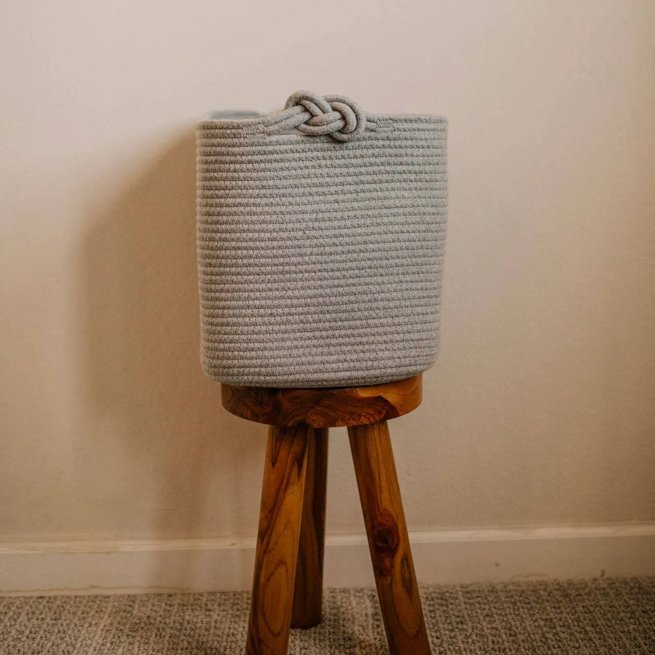 Rope Cube Storage Basket - Gray