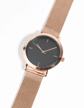 Rose Gold Minimal Mesh Watch