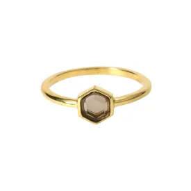 SMOKEY TOPAZ Gemstone Hexagon Ring