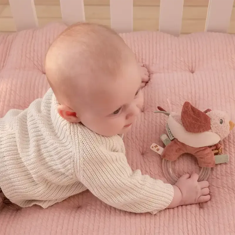 Soft & Sensory Baby Ring Rattle - Flowers and Butterflies