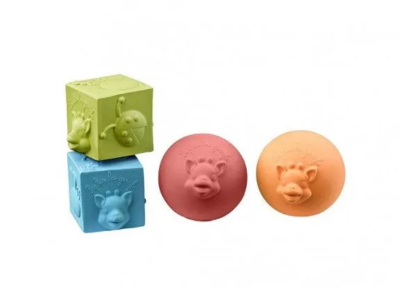 Sophie La Girafe SO220119 So'Pure 2 Balls and 2 Cubes Set