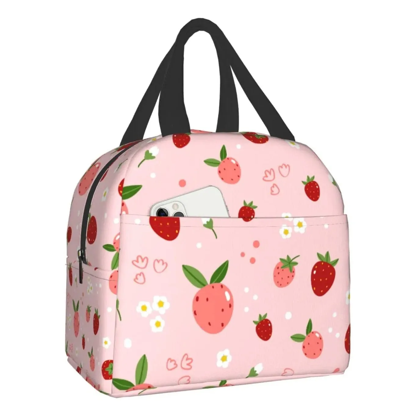 Strawberry Print Insulated Lunch Bags