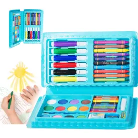 Toy Imagine™ 42 Pcs Color Set/Kit For Drawing & Painting Portable Art Box | 12 water colors, 6 sketch pens, 10 crayons, 8 pastel oil colours, sharpener, eraser | Best Gift for Kids(Age 3-12)