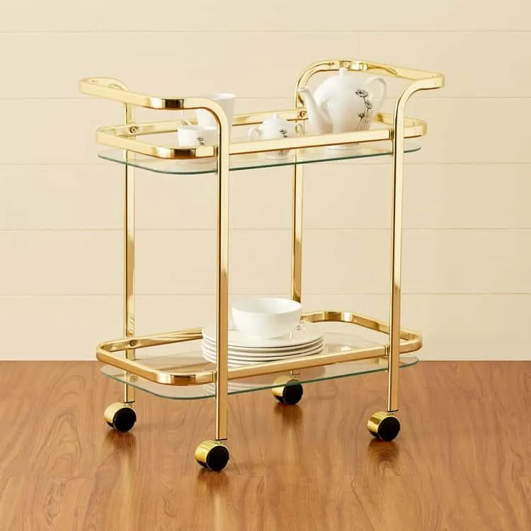 Trendy Stylish Bar Cart Trolley with Dual Side Handles