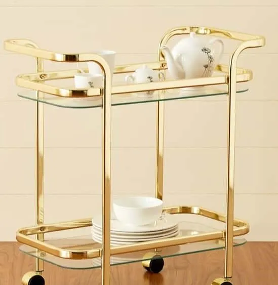 Trendy Stylish Bar Cart Trolley with Dual Side Handles