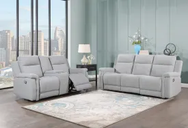 U1797 GREY RECLINING SOFA / CONSOLE RECLINING LOVESEAT