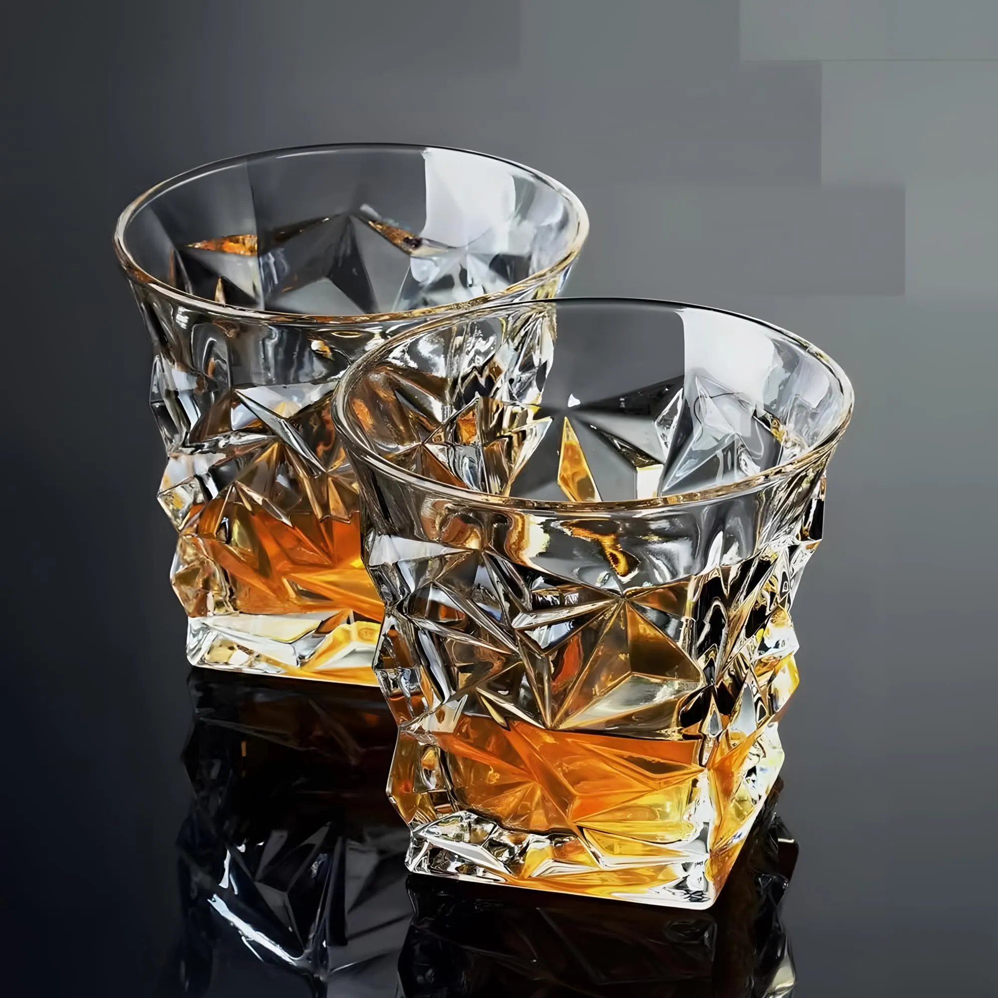 UMAI Whiskey Glasses Set of 2 (240ml Each) | Lead Free Neat Whiskey Glass | Heavy Bottom Drinking Glass | Crystal Glass for Bar Home | Glass for Drinks | Cocktail Glasses | Highball Glass