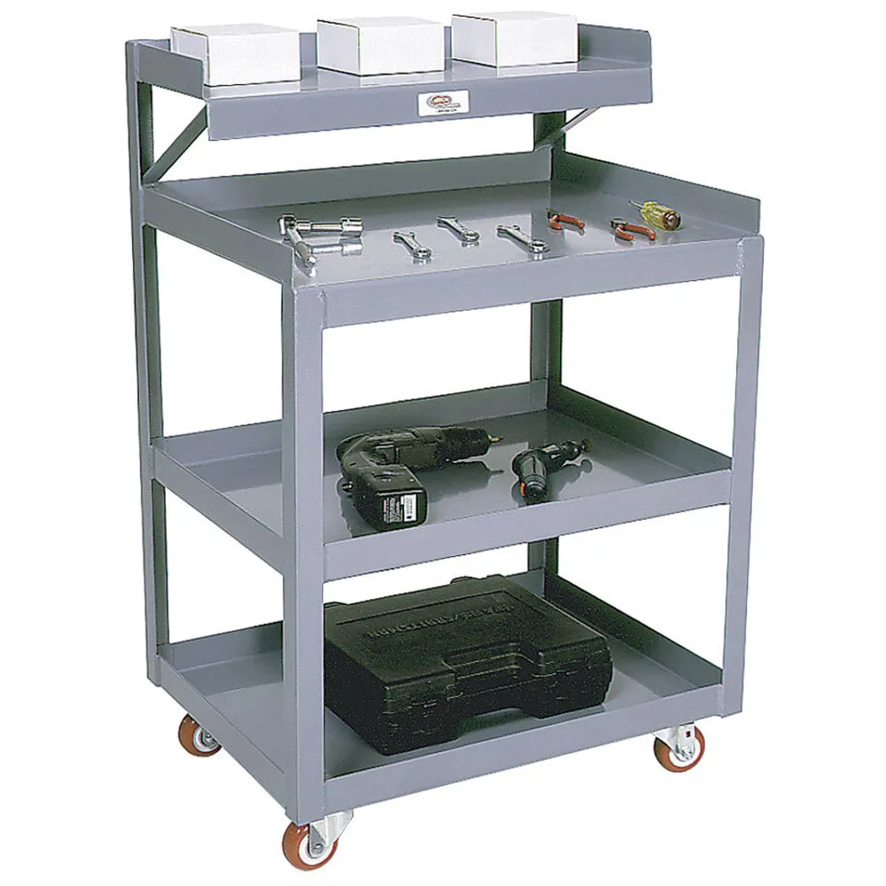 Versatile Tool Cart - 900 lbs Capacity, 3 Steel Shelves with Half-Shelf Option