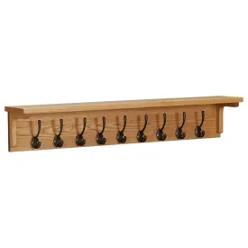 vidaXL Coat Rack 90x16x16 cm Solid Oak Wood