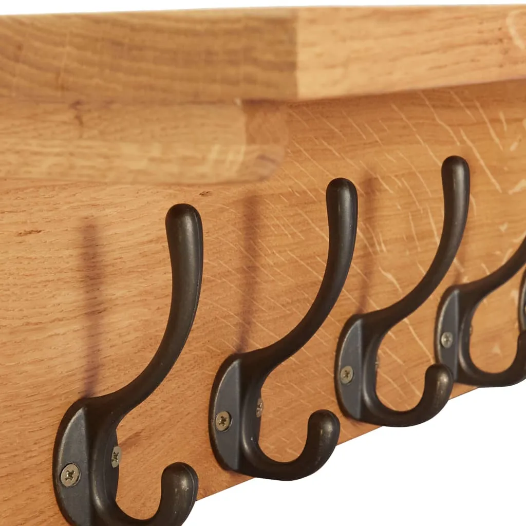 vidaXL Coat Rack 90x16x16 cm Solid Oak Wood