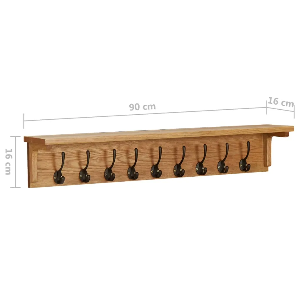 vidaXL Coat Rack 90x16x16 cm Solid Oak Wood