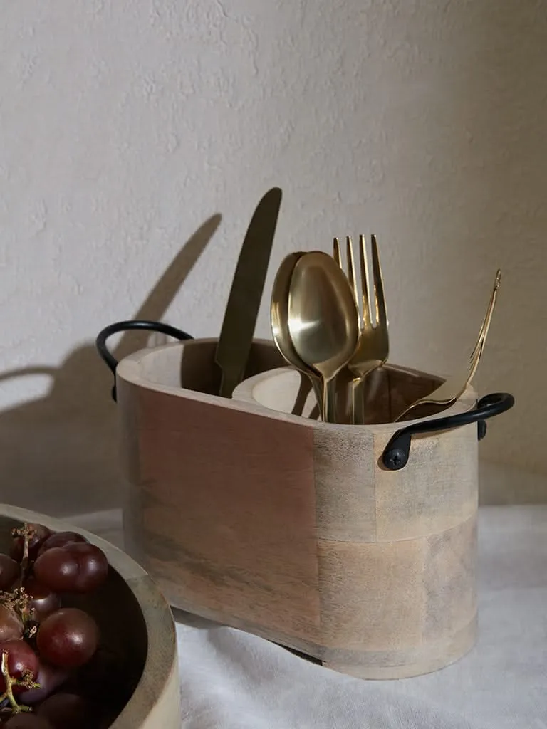 Westside Home Brown Wooden Cutlery Caddy