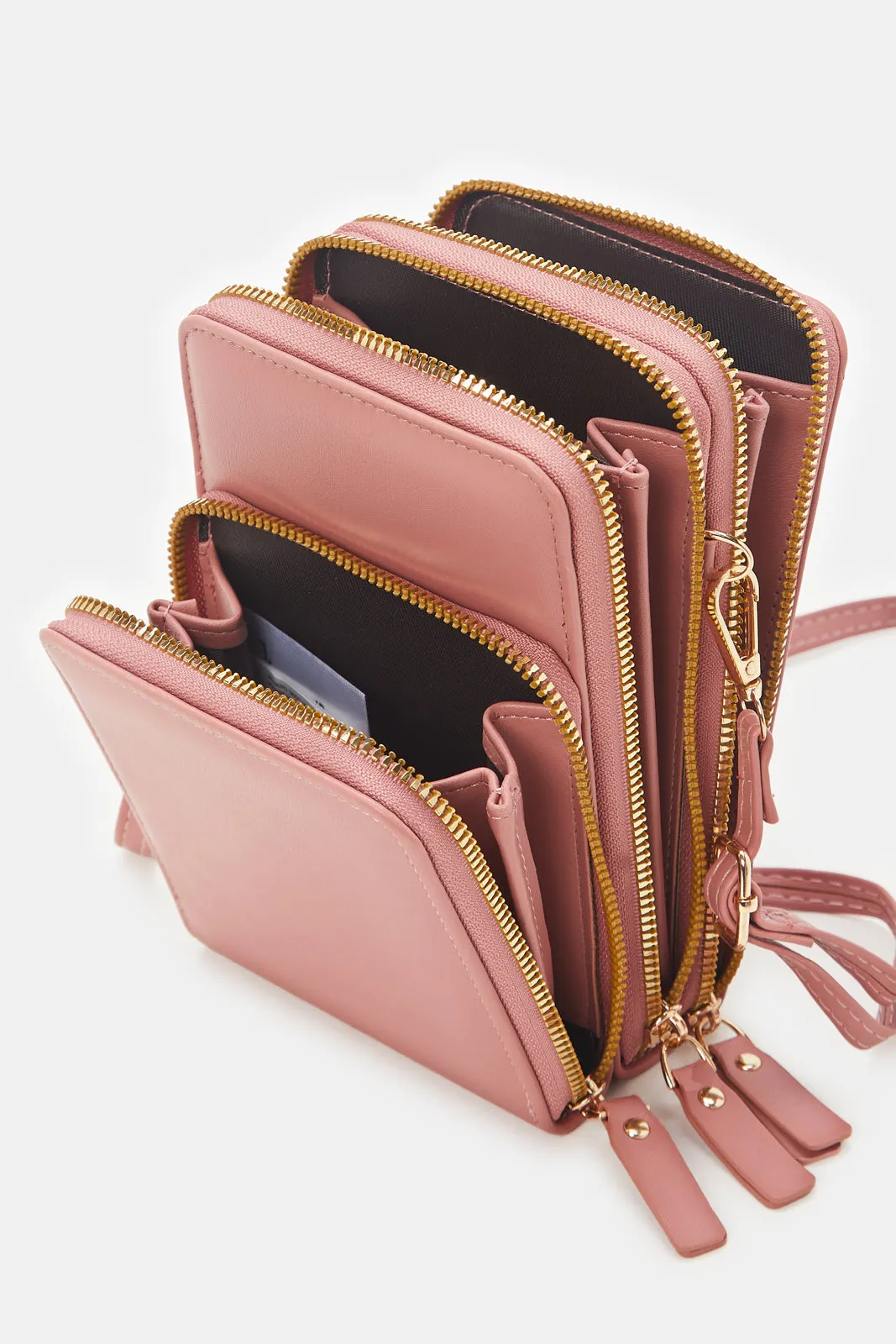 Women Pink Zipper Mobile Pouch