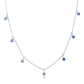 Zeghani White Gold BlueTopaz Station Necklace