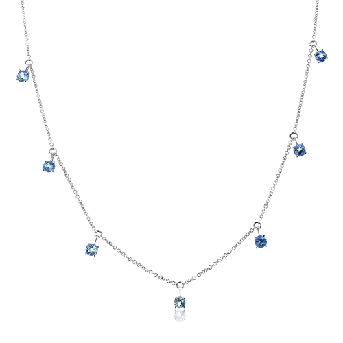 Zeghani White Gold BlueTopaz Station Necklace